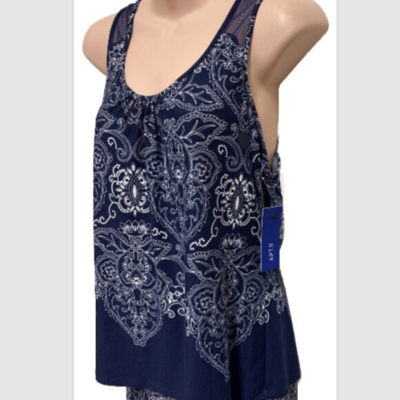 Apt. 9 Women’s Lounge Pajama Set M Blue White Paisley Stretch Soft Comfort NEW - Picture 5 of 7
